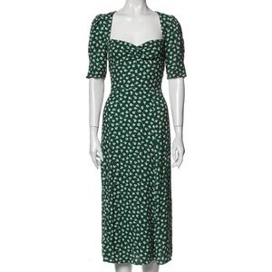 Reformation Green Floral Midi Dress